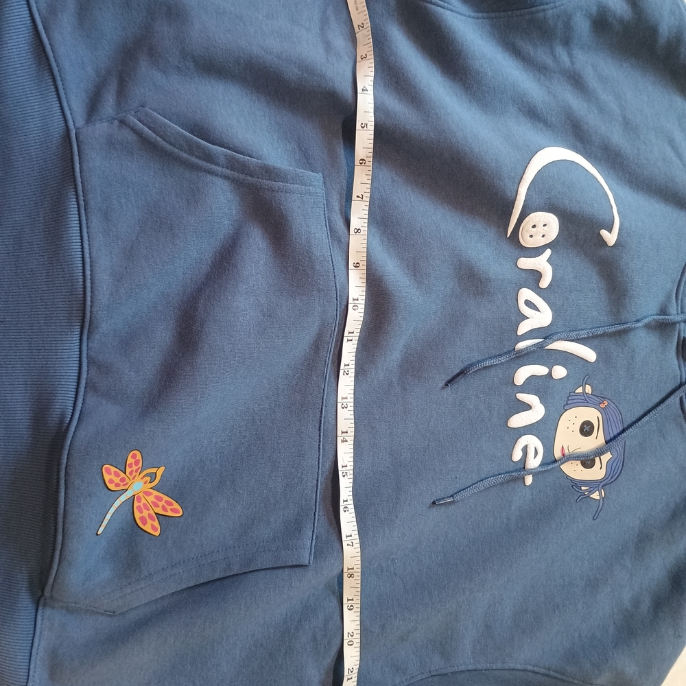 New Women's Coraline Oversized Pullover Blue Hoodie Size XSmall - Picture 7 of 8